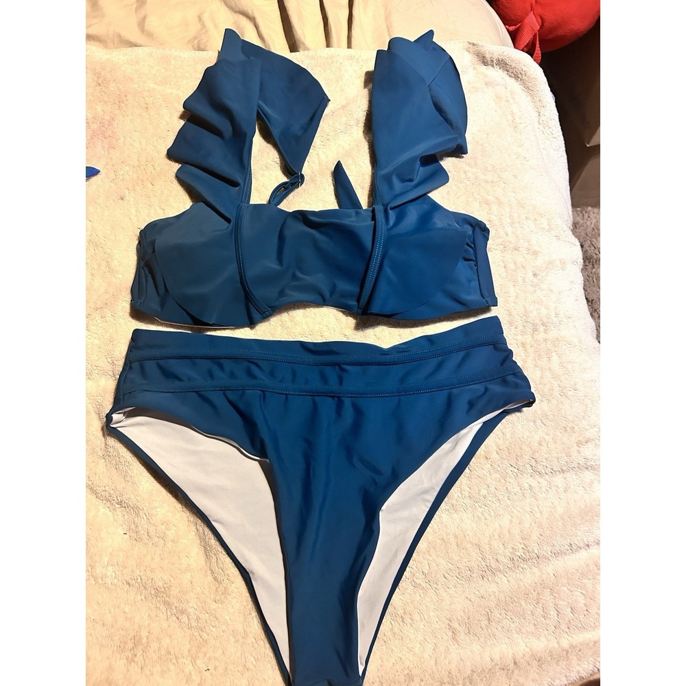 Women's‎ Blue High Waisted Bikini Set Large Unbranded
